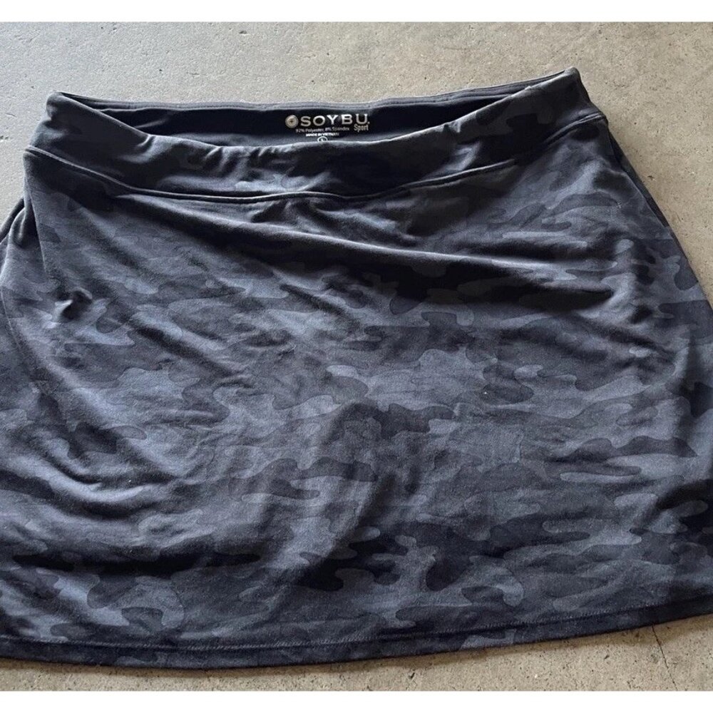Vintage SOYBU Skort Athletic Skirt Women's Large Camouflage Gray Black Camo